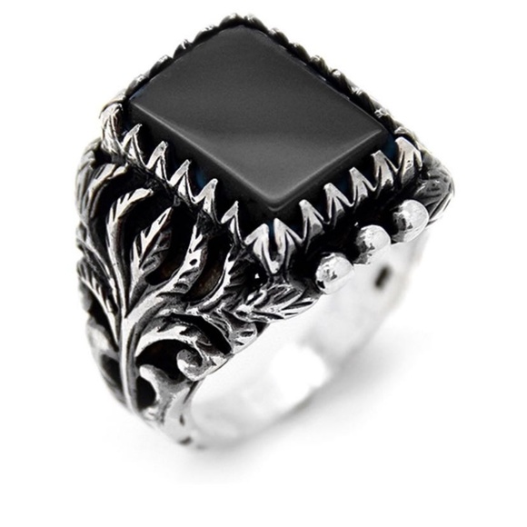 Sky Jewelers Other - 925 Sterling Silver Onyx Stone Men's Ring